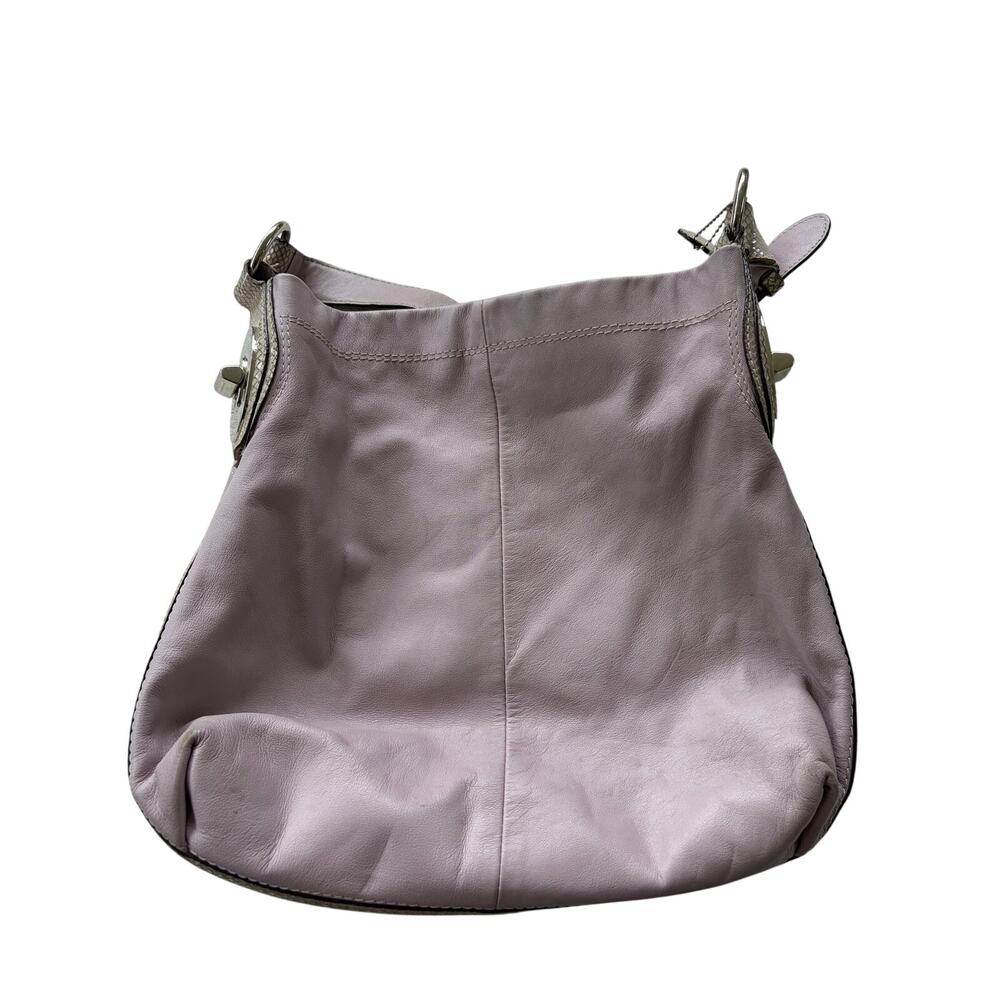 Coach F16535 Penelope Hobo Lavender Gray Snakeskin Embossed Leather Bag-preowned